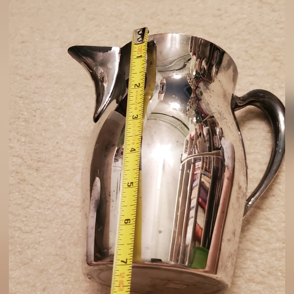 7” Water Pitcher Silverplate EPCA Bristol Elegant Mid Century Modern